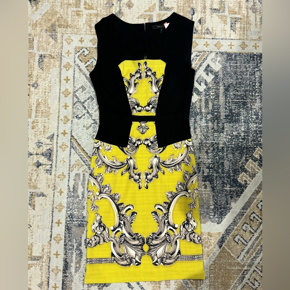 BCBG MAXAZRIA BAROQUE PRINTED SHEATH DRESS